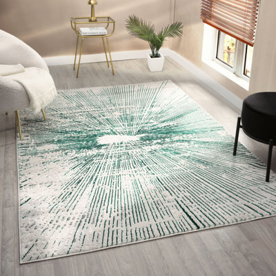 MDA Rugs Kent Collection Geometric Green Contemporary Area Rug