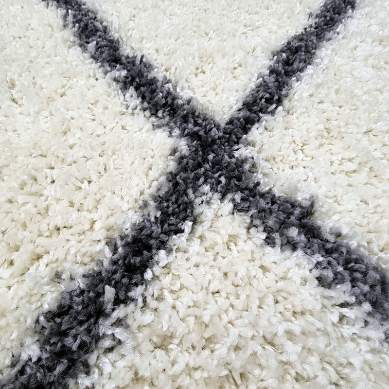 Krisalyn Geometric Shag Area Rug, Rectangle 60 x 110cm