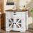 Farmhouse Nightstand Side Table with Chargers, 24” Side Table with Drawer Combination Lock and Wire Barn Door-1086739070