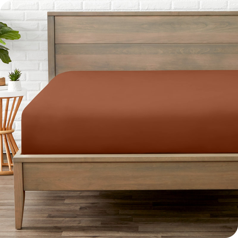 Microfiber Fitted Sheet, Twin Fitted Sheet, Terracotta