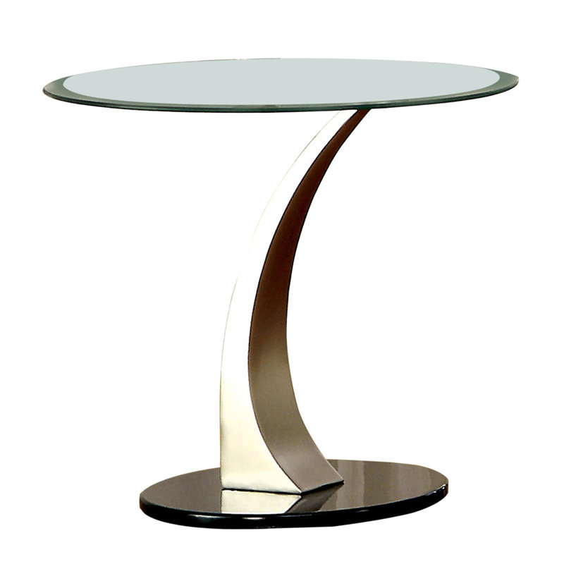 Garrick Glass Top Pedestal End Table