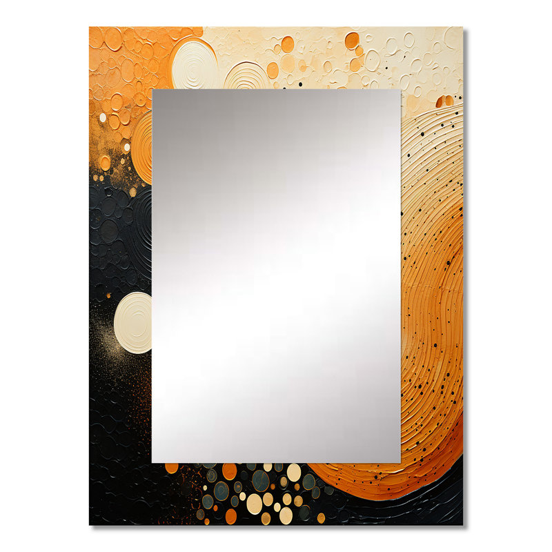 Orange et noir Mid Century Organic Harmony - miroir décoratif moderne Mid-Century, miroir mural orange, impression d'art en métal