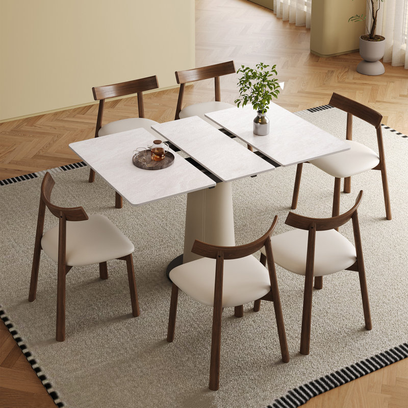 Retractable Rock Slab Dining Table Set