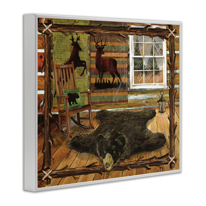Art rustique de cabane avec bordure, estampe numérique par Ed Wargo, H 11 po x l 14 po, Giclée encadrée blanc bord de mer