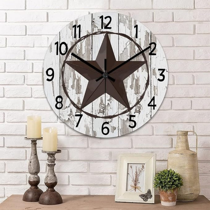 Horloge murale ronde de style campagnard Western Texas Star