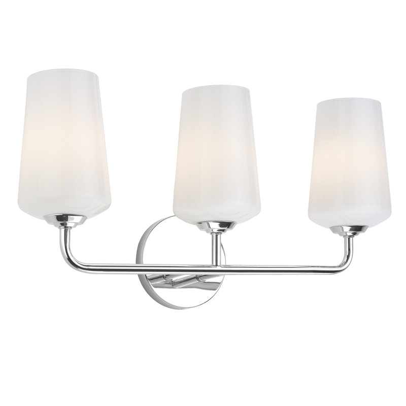 Celino Three-Light Bath & Vanity with Glass, Clear, Polished Chrome