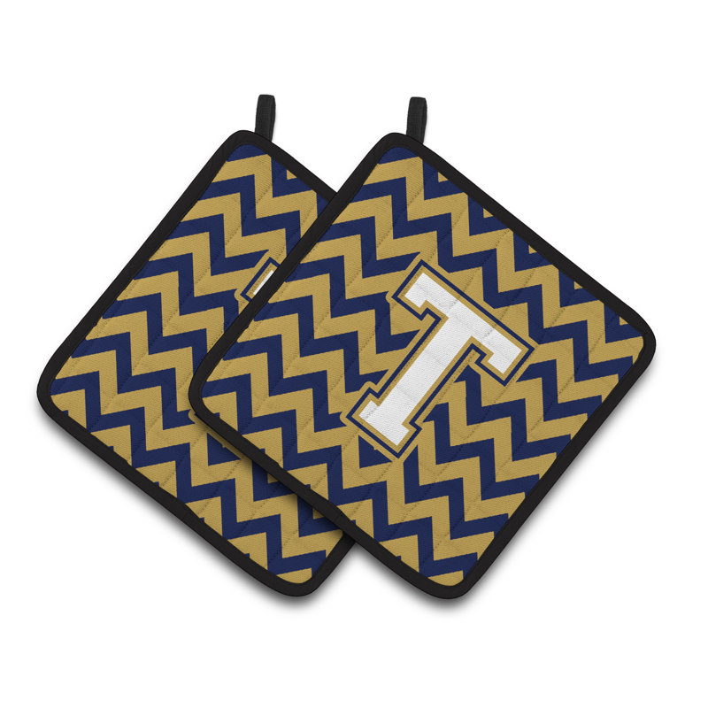 Poignée à chevrons, T, Bleu marine/doré