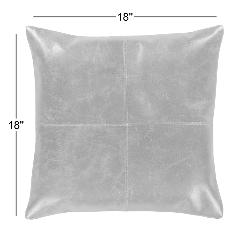 Emily Leather/Suede Throw Square Pillow, Polyester/Polyfill