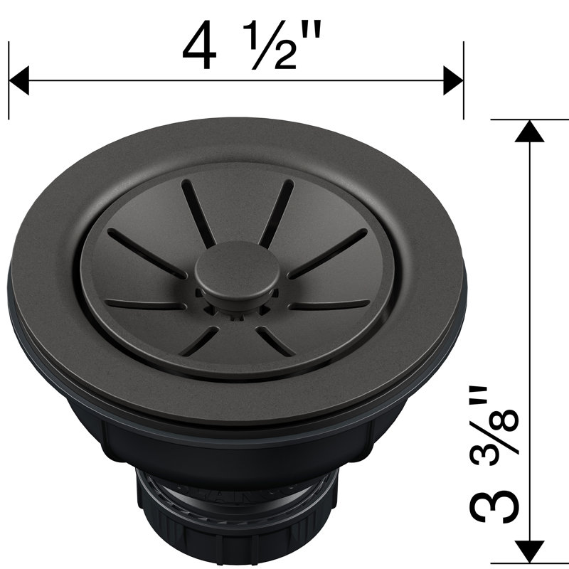 Essential Silgranit Color-Matched 3.5" Basket Strainer with Turn-to-Close Design - Cinder, Cinder