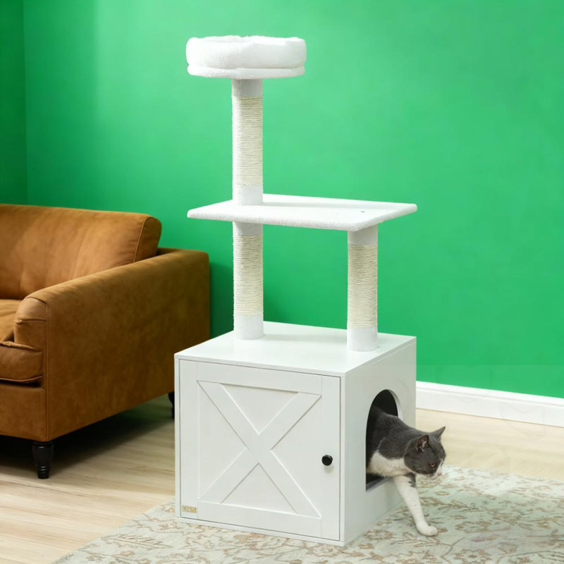 Arbre à chat avec bac à litière