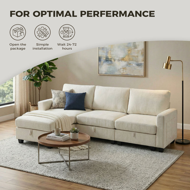 Corner Sofa, Beige/White