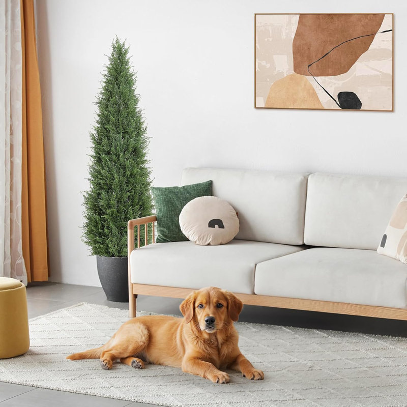 2 pièces 3 pi cèdre artificiel - Pin résistant aux rayons UV pour porche extérieur, patio, décoration de jardin - Faux réaliste