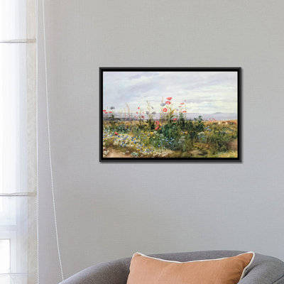 Wildflowers avec vue de Dublin Dunleary par Andrew Nicholl-reproduction d’art