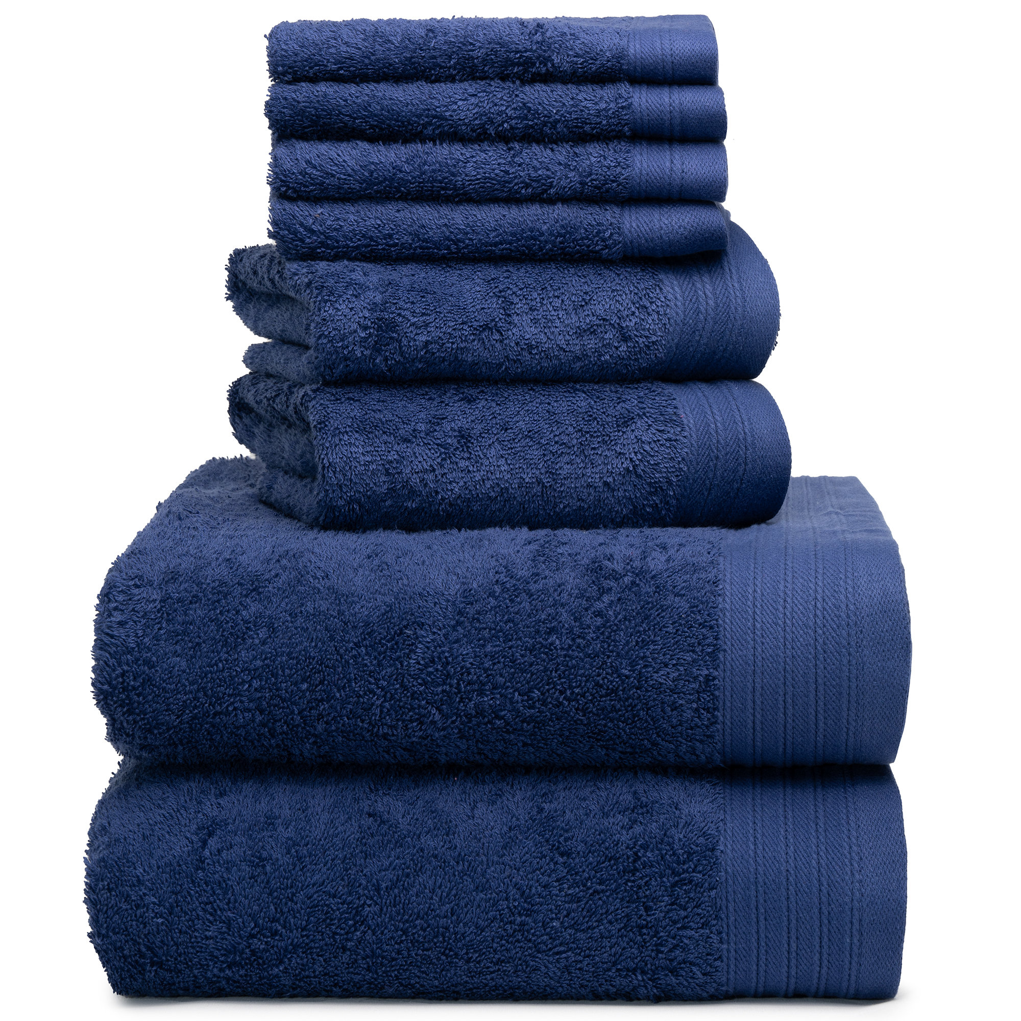 Doncia 8 Piece 100% Cotton Towel Set, Navy Blue
