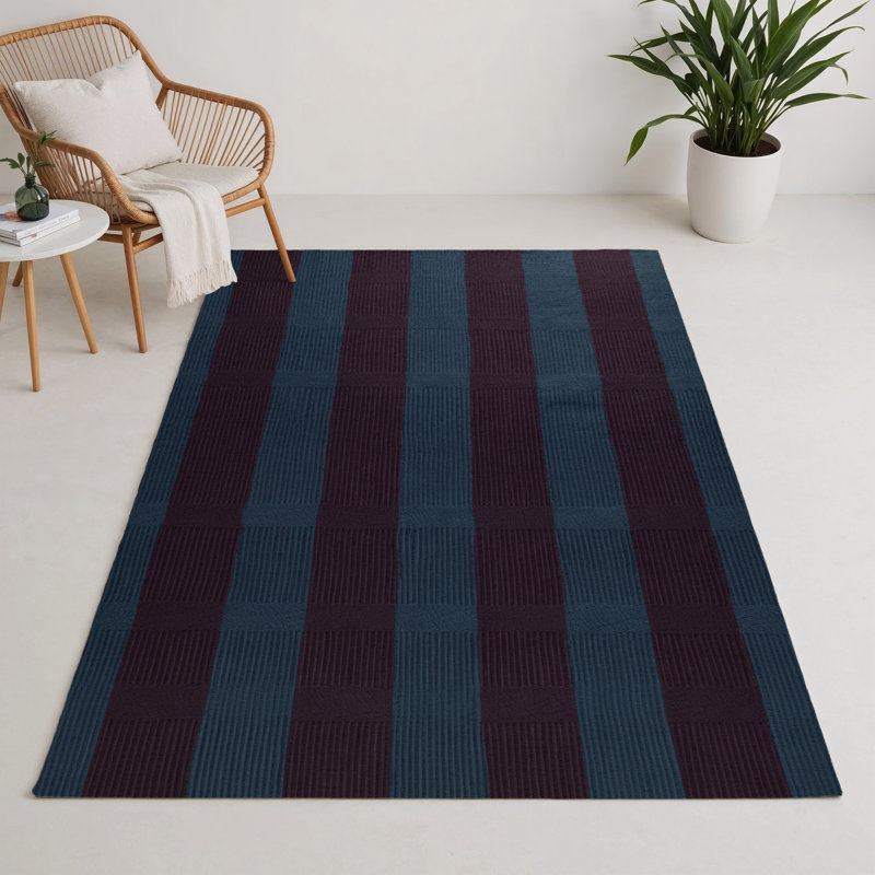 Tapis intérieur / extérieur mauve à carreaux, Rectangle 5 pi x 7 pi
