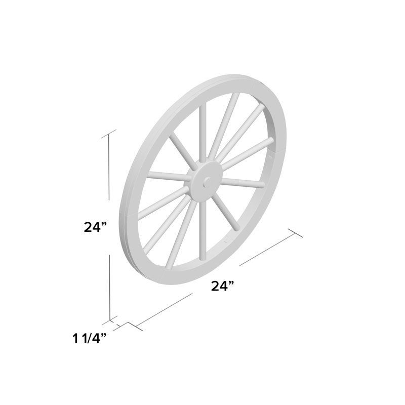 Décoration murale roues de wagon, H 24 po x l 24 po x P 1,25 po