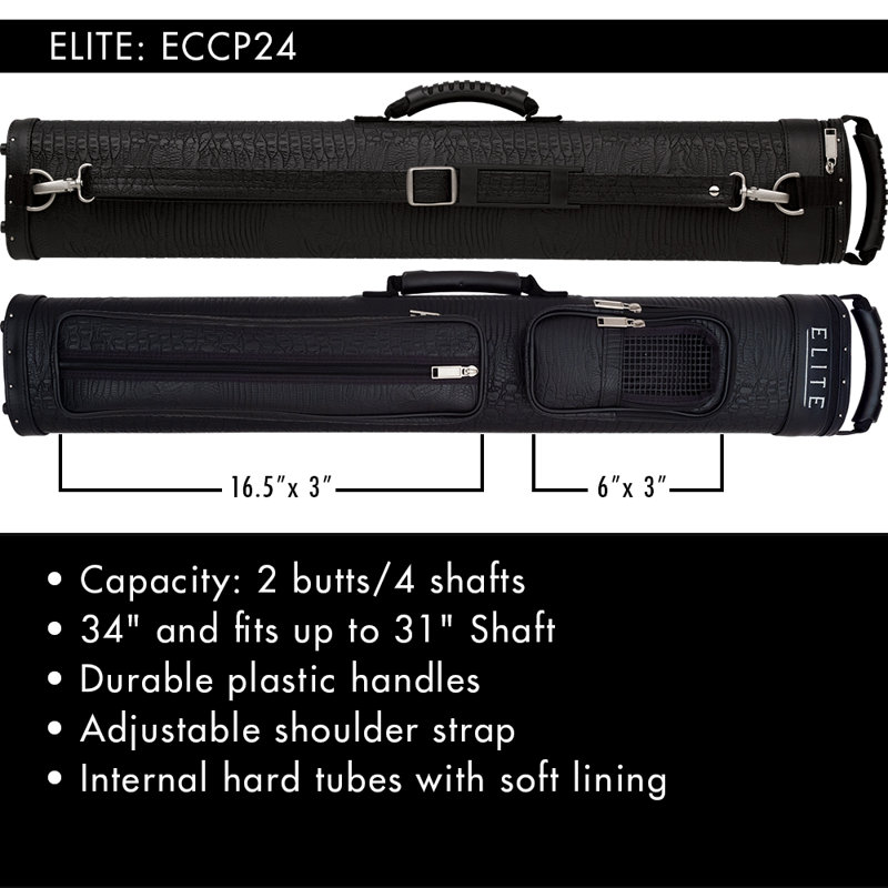 34" 2 Butts and 4 Shafts Leather Pool Cue Case, Brown