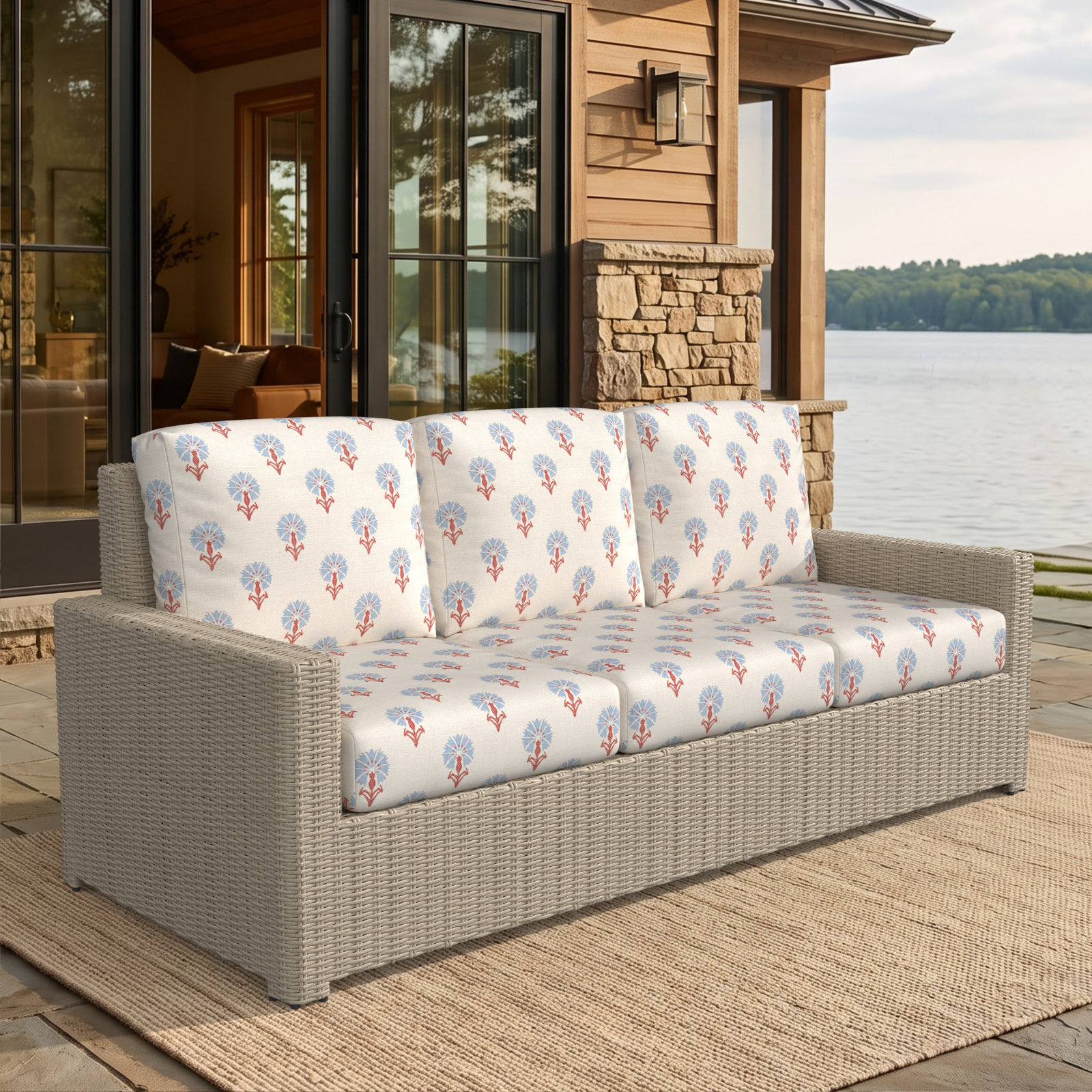 Henri 86" Sunbrella® Patio Sofa, Sunbrella® Tranquil Sage
