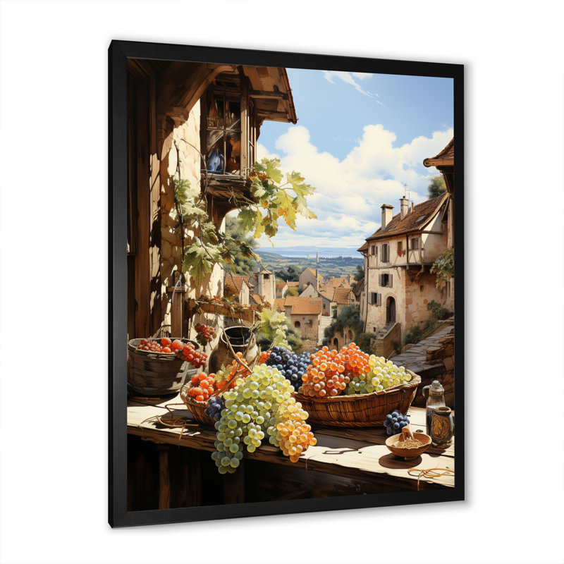 «Vineyard Harvest Symphony I», reproduction d'art sur toile, H 32 po x l 16 po x P 1 po, Cadre photo noir simple