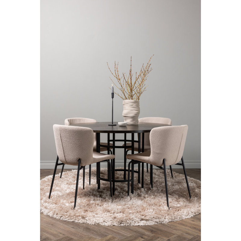 Medota 4 -Person Dining Set, Brown, Dark Grey, Dark Grey