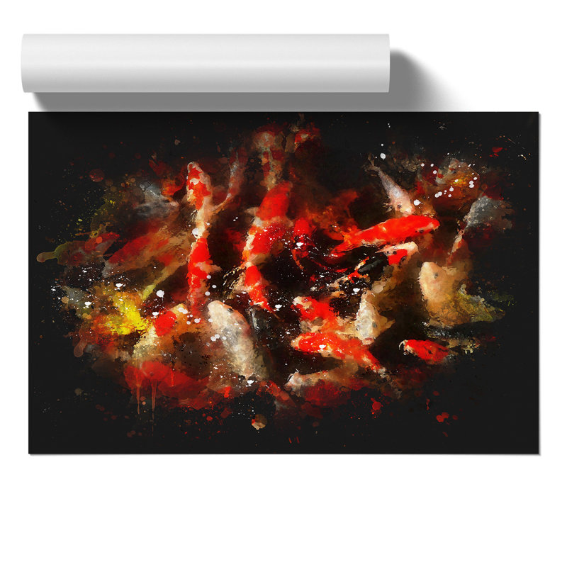 Many Fish Paint Splash - Frameless Print, 21cm H x 30cm W x 0.1cm D