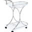 Chariot-bar à 2 tablettes en verre blanc et fini, pour la salle à manger, avec porte-verres à vin