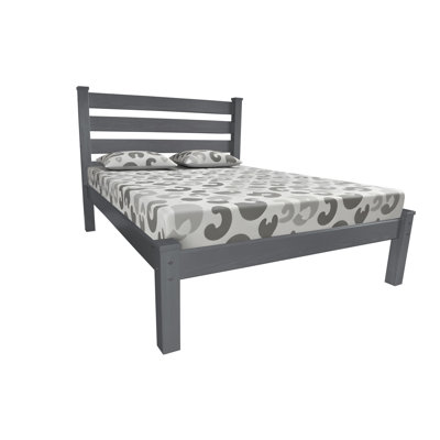Gray Solid Wood Full Bed Frame