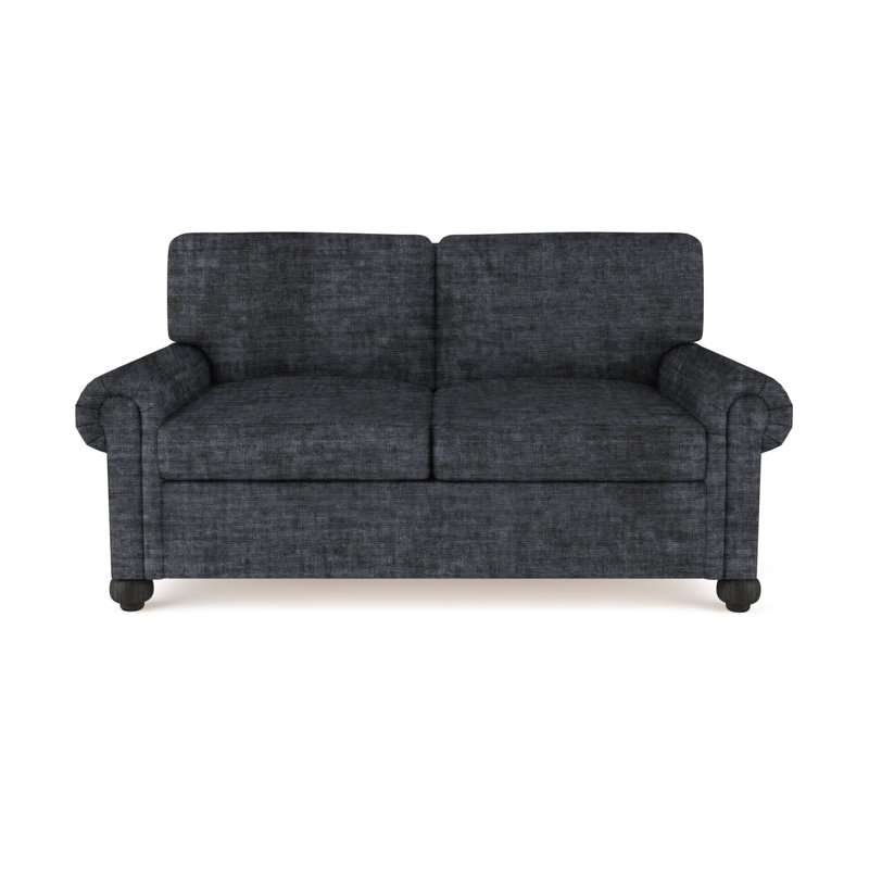 Leroy Loveseat, Weathered, Plush Velvet Alabaster, 36" H x 72" W x 43" D