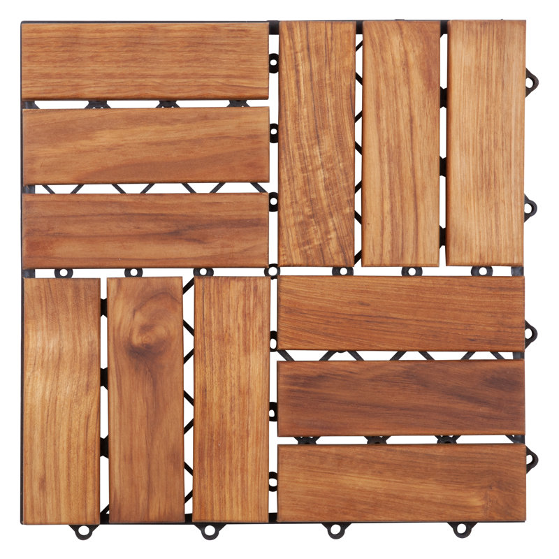Carreau de terrasse en bois teck 11,8 po x 11,8 po