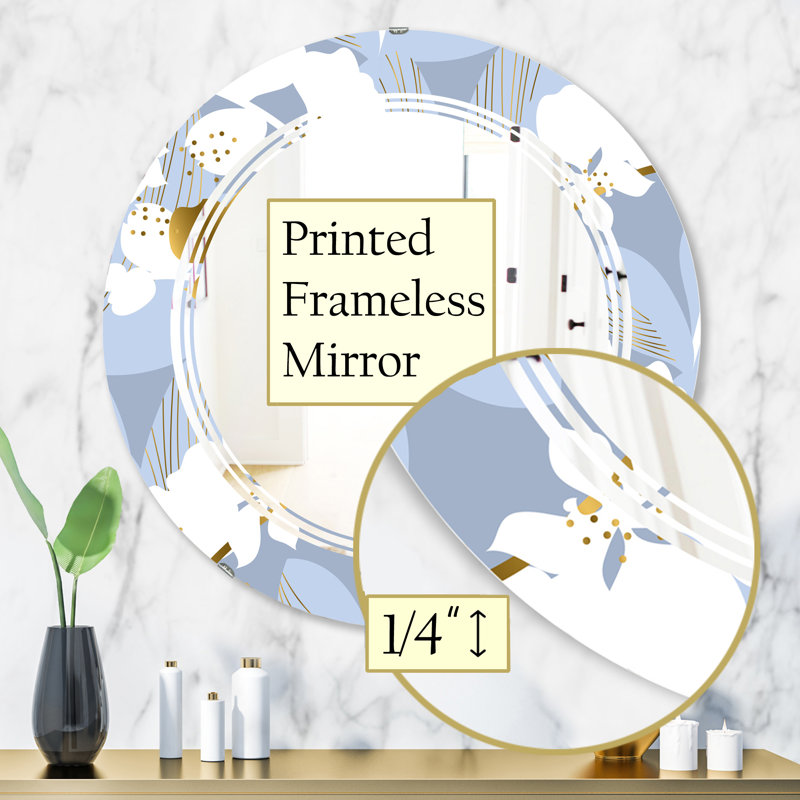 Miroir mural sans cadre à motif de couleur fleur americana à motif triple c orchidée, 23,6 po x 23,6 po