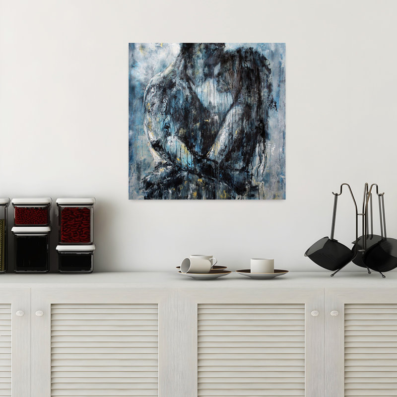 Art contemporain abstrait coloré éthéré, H 18 po x l 18 po