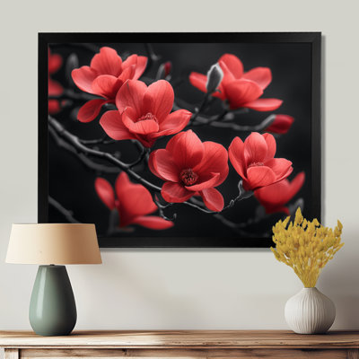 «Magnolias Photo II» - art mural rouge