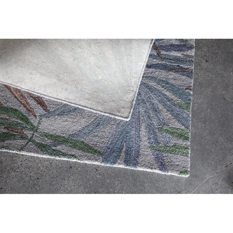 Palm Party Hand Tufted PET Indoor/Outdoor Rug in Gray/Blue/Pink, Rectangle 9' x 13'