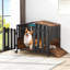 Mobilier de cage robuste pour chien, cage décorative pour chien avec fenêtre d'alimentation, porte-nom, roues à 360 °