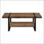 Table basse de style industriel-campagnard rectangulaire avec aspect bois récupéré et pieds en métal, parfaite pour les salons modernes