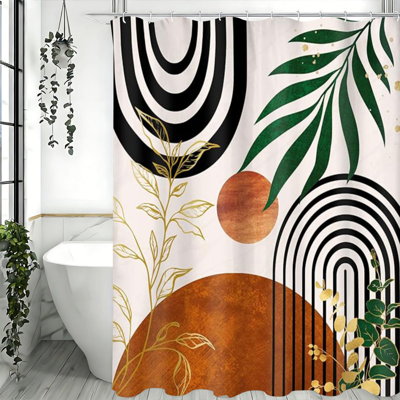 Rideaux de douche Boho avec crochets inclus, Orange