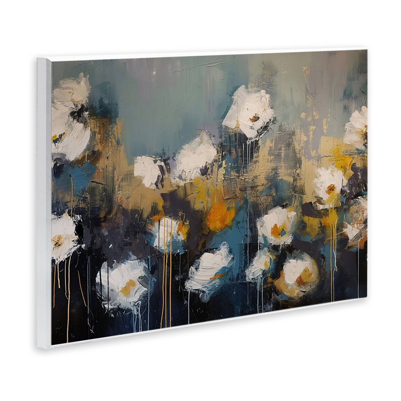 «Contemporary Paint Drip Blossoms», plaque murale contemporaine, design par Jacky Ngan, H 10 po x l 15 po