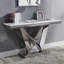 Table de canapé moderne Glam Style avec piédestal en V en acier inoxydable et plateau en faux marbre, facile à nettoyer et élégant