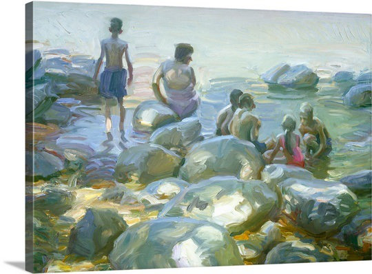«River Rocks» par John Asaro, reproduction d'art, H 18 po x l 24 po x 1,25 po, Toile