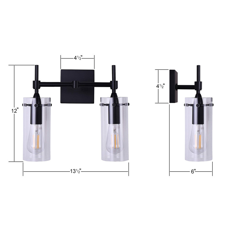 Sikora Armed Sconce, Black, Clear