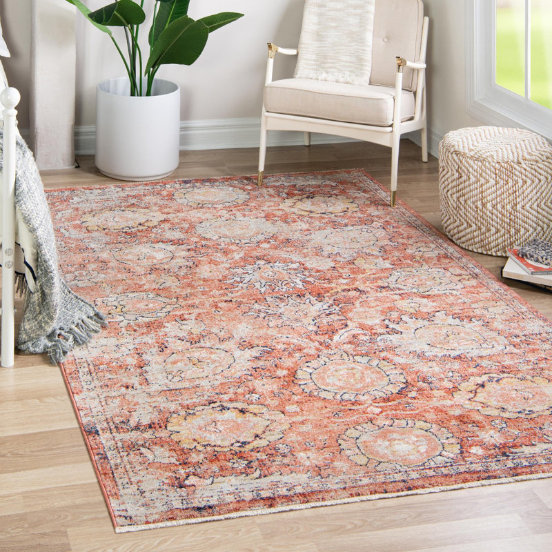 Tapis rouge brique Akira, Rectangle 5 pi 3 po x 8 pi
