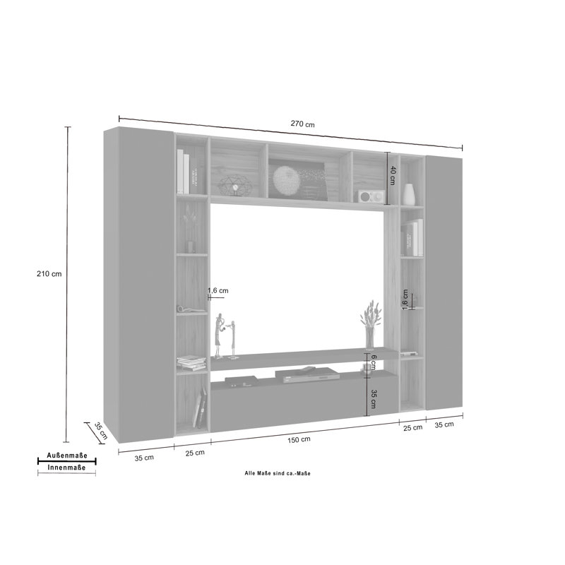 Unfinished Floating Entertainment Centre for TVs up to 65", Grey Anthracite