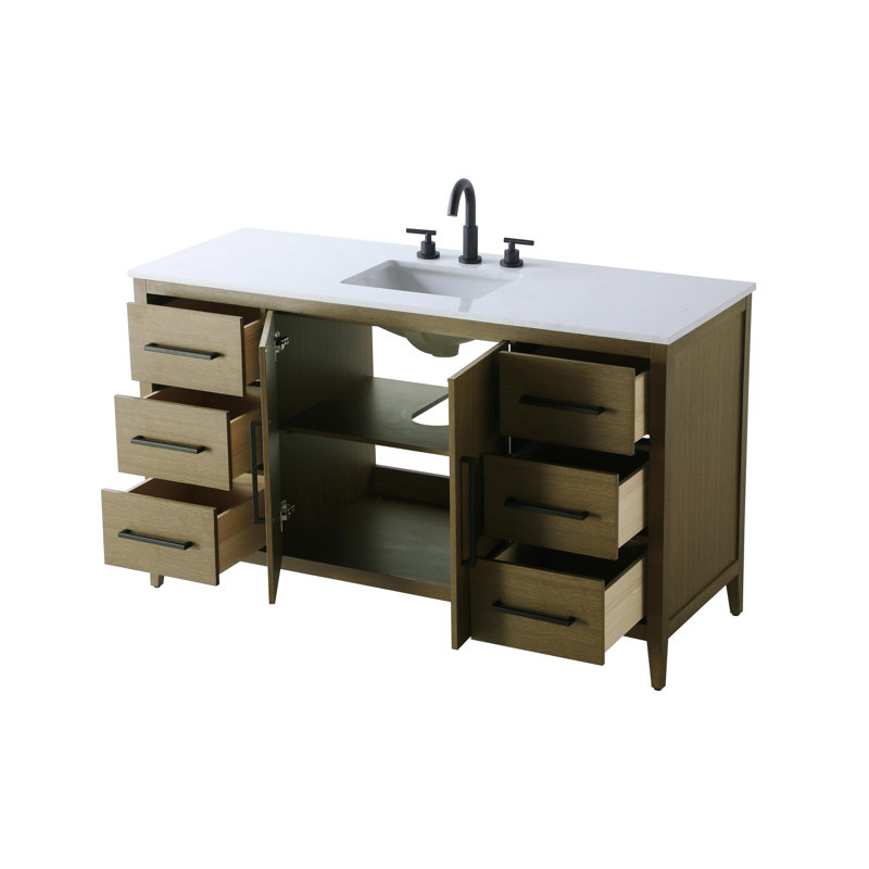 Meuble-lavabo simple 60 po, Brun châtaigne