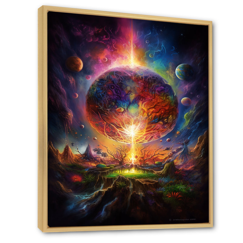 Aura de la planète arc-en-ciel - reproduction, Cadre naturel flottant, H 20 po x l 12 po x P 1 po