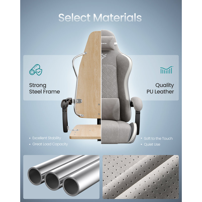 Office Chair with Headrest, Grey