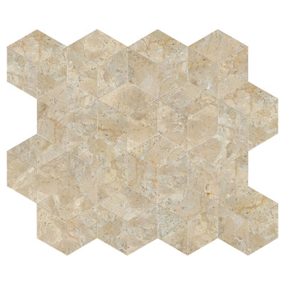 Hexagon Gold Yellow Beige Natural Marble, For Floor And Wall, Honed Finished Marble Tile, Natural Stone, 1 Box 12 Pcs