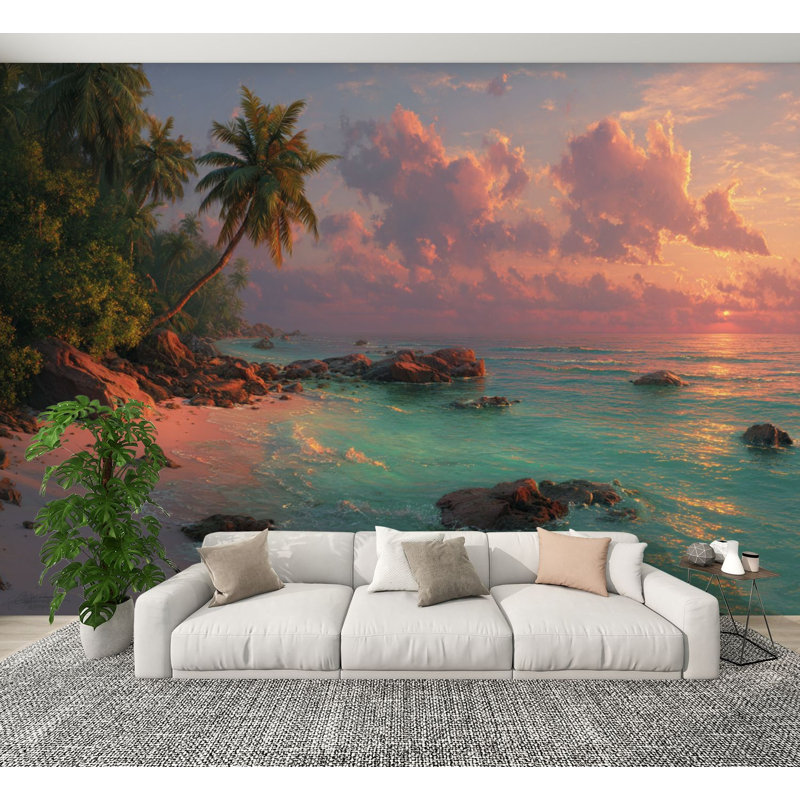 Papier peint auto-adhésif Sunset Beach, L 144 po x l 100 po
