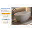 Baignoire autoportante de 55 po faite de pierre de résine de surface solide, de teinte beige, avec trop-plein et bonde escamotable, conception perméable et spacieuse pour baigneur, forme ergonomique, polie à la main, facile