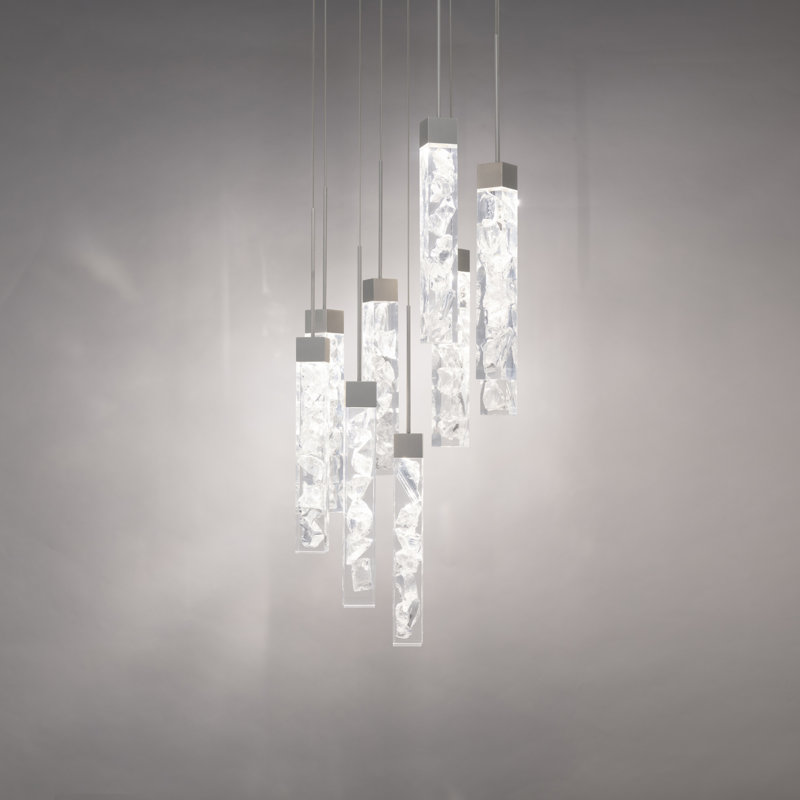 Minx Cluster LED Lights Round Pendant, Antique Nickel, 160" H x 17" W x 17" D, 9