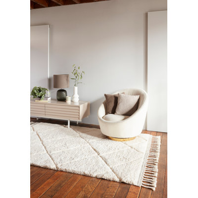Buckmiller Carved Moroccan Machine Woven Cream Area Rug